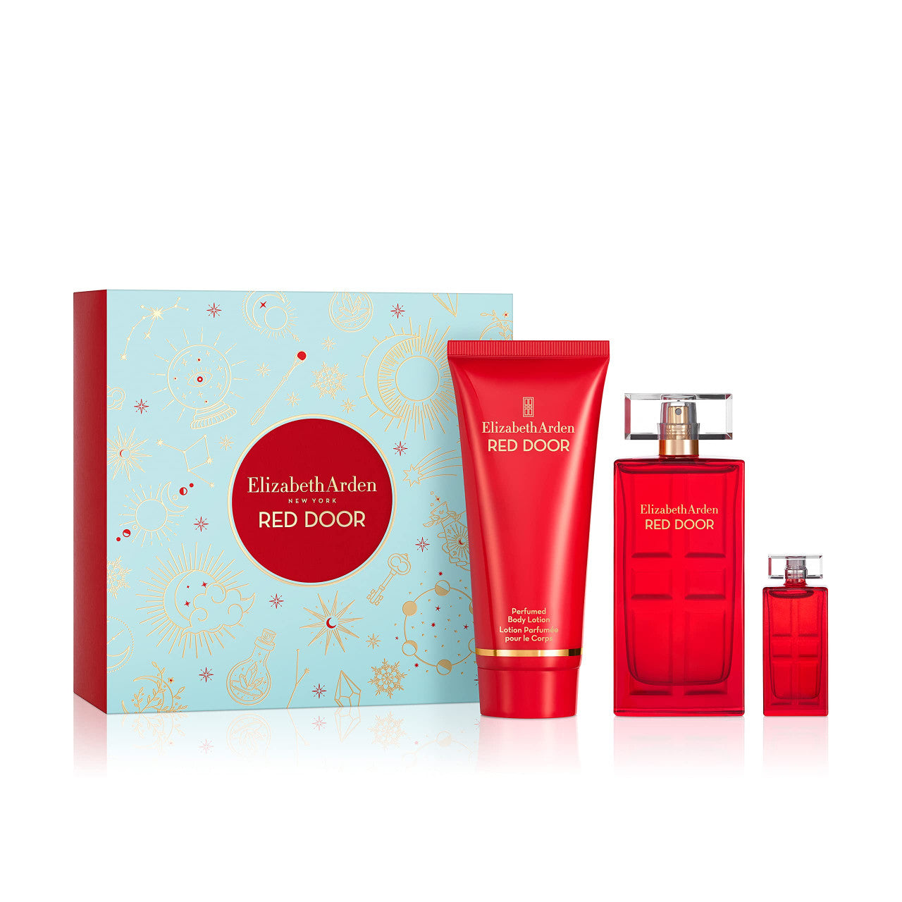 RED DOOR 3 PCS SET FOR WOMEN: 1.7 EAU DE TOILETTE SPRAY + 5 ML EAU DE TOILETTE MINI + 3.3 BODY LOTION