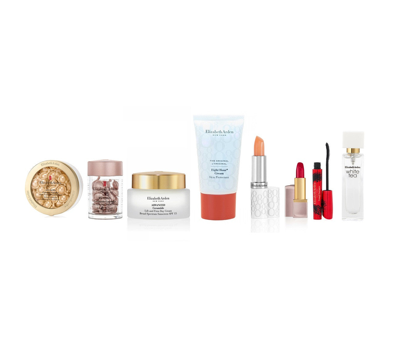 ELIZABETH ARDEN 9 PCS SET: ADVANCED CERAMIDE 60 CAPSULES + RETINOL CERAMIDE 30 CAPSULES +More...