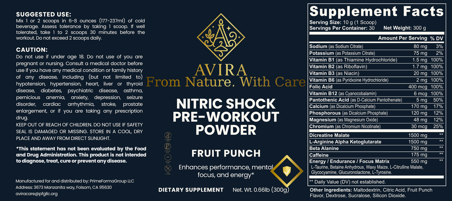 Nitric Shock Pre-Workout Powder (Fruit Punch)