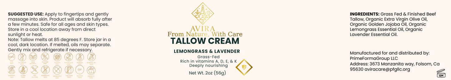 Tallow Cream Lemongrass & Lavender