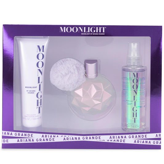 ARIANA GRANDE MOONLIGHT 3 PCS SET FOR WOMEN: 3.4 EAU DE PARFUM SPRAY + 4 OZ BODY MIST + 3.4 BODY SOUFFLE