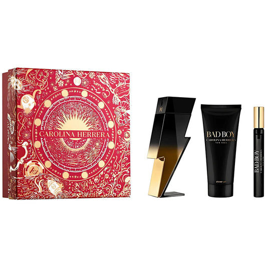 CAROLINA HERRERA BAD BOY EXTREME 3 PCS SET: 3.4 EAU DE PARFUM SPRAY + 0.34 EAU DE PARFUM SPRAY + 3.4 SHOWER GEL