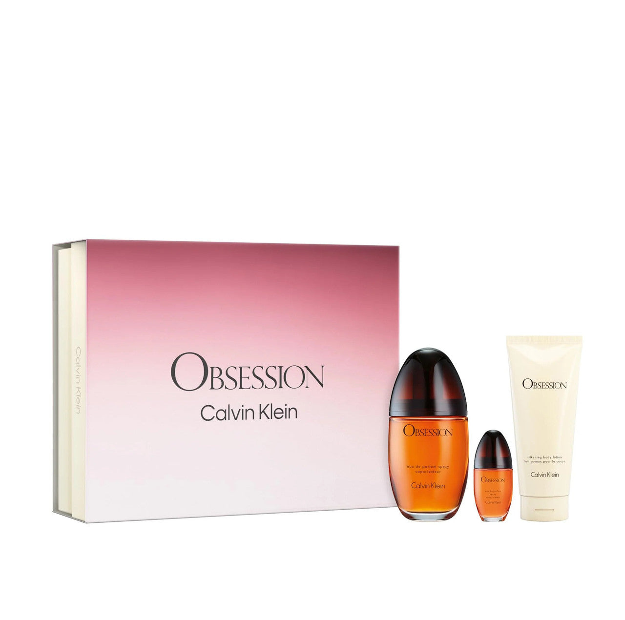 OBSESSION 3 PCS SET FOR WOMEN: 3.3 EAU DE PARFUM SPRAY + 0.5 EAU DE PARFUM SPRAY + 3.3 BODY LOTION