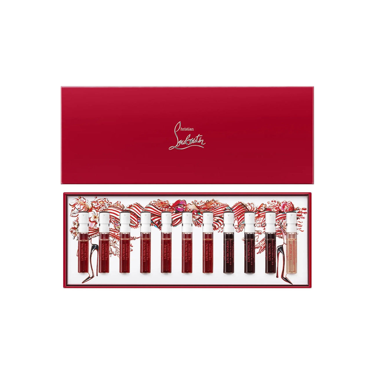 CHRISTIAN LOUBOUTIN 11 * 2 ML EAU DE PARFUM COLLECTION SET: LOUBIFUNK + LOUBIDOO + LOUBIKISS + LOUBIROUGE + LOUBIRAJ + LOUBICROWN + LOUBICROC +More..