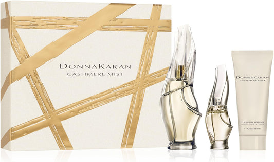 DONNA KARAN CASHMERE MIST 3 PCS SET FOR WOMEN:3.4 EAU DE PARFUM SPRAY + 0.5 EAU DE PARFUM SPRAY + 3.4 BODY LOTION