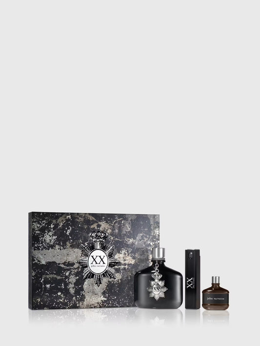 JOHN VARVATOS XX 3 PCS SET FOR MEN: 4.2 EAU DE TOILETTE SPRAY + 0.57 EAU DE TOILETTE SPRAY + 0.5 EAU DE TOILETTE MINI
