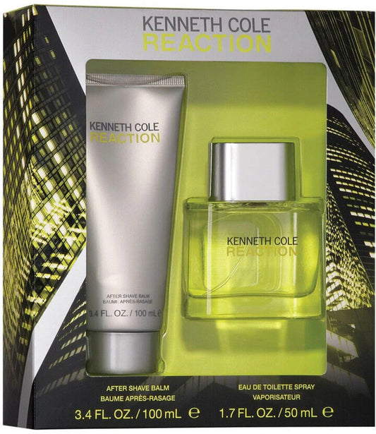 KENNETH COLE REACTION 2 PCS SET FOR MEN: 1.7 EAU DE TOILETTE SPRAY + 3.4 AFTER SHAVE BALM