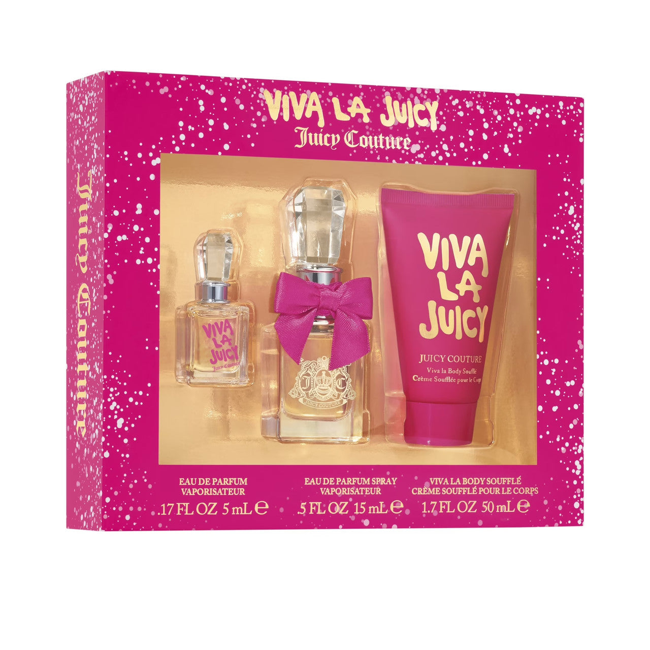 VIVA LA JUICY 3 PCS SET FOR WOMEN: 0.5 EAU DE PARFUM SPRAY + 5 ML PARFUM MINI + 1.7 BODY SOUFFLE