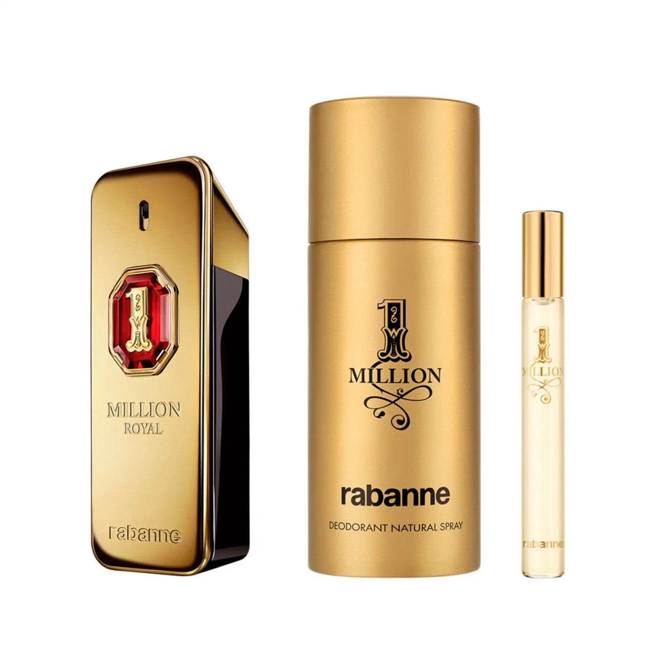 PACO RABANNE ONE MILLION ROYAL 3 PCS SET FOR MEN: 3.4 PARFUM SPRAY + 0.33 OZ PARFUM SPRAY + 150ML DEODORANT SPRAY