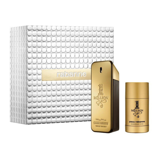PACO RABANNE ONE MILLION 2 PCS SET FOR MEN: 3.4 EAU DE TOILETTE SPRAY + 2.3 DEODORANT STICK.