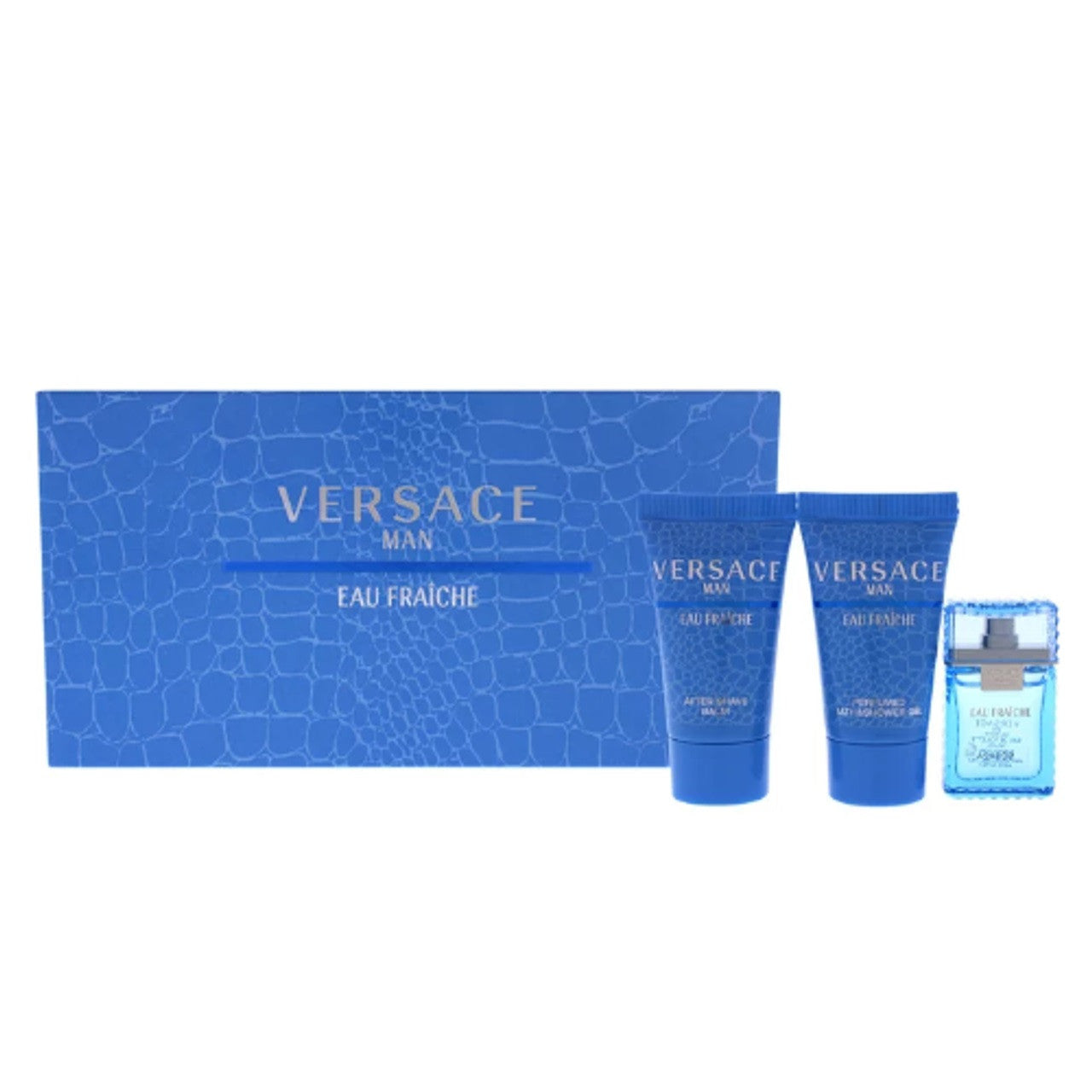 VERSACE EAU FRAICHE 3 PCS SET FOR MEN: 0.17 EAU DE TOILETTE + 0.8 SHOWER GEL + 0.8 AFTER SHAVE BALM