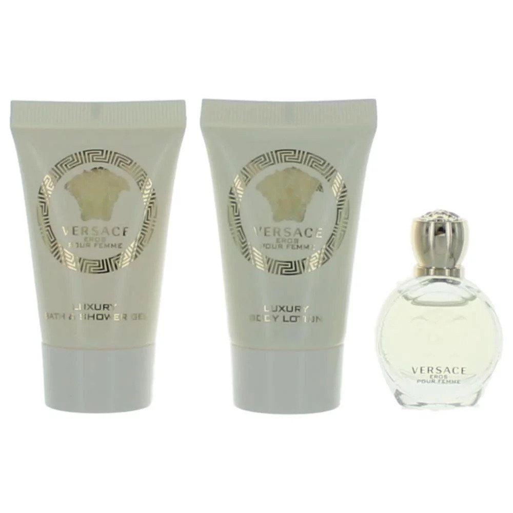 VERSACE EROS POUR FEMME 3 PCS SET: 0.17 EAU DE PARFUM + 0.8 SHOWER GEL + 0.8 BODY LOTION