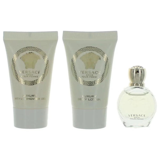 VERSACE EROS POUR FEMME 3 PCS SET: 0.17 EAU DE PARFUM + 0.8 SHOWER GEL + 0.8 BODY LOTION